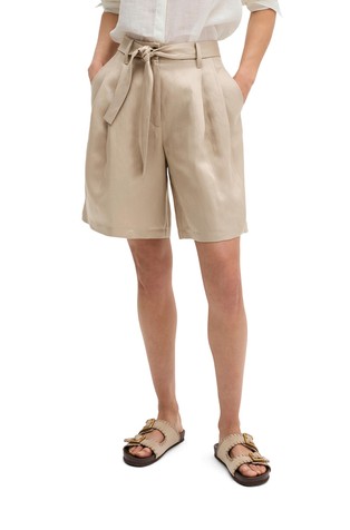 Kratke hlače z gubami iz tencel™ liocela in lana