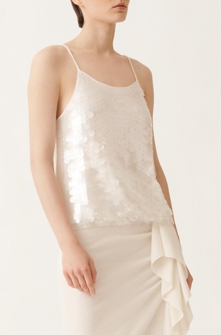 Pleten top iz mešanice merino volne z bleščicami spredaj