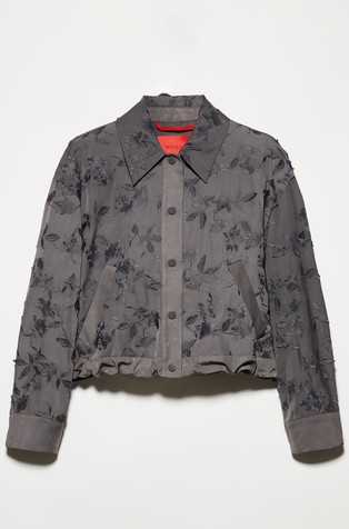 Embroidered taffeta shacket