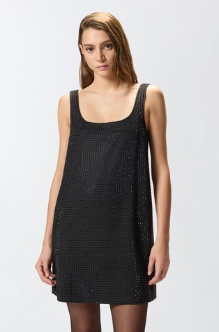 Mini obleka z okrasnimi kamenčki