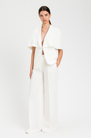 Široke hlače iz lanene mešanice