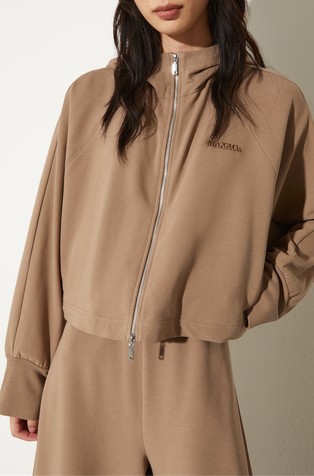 Oversized cotton sweatshirt with hood and contrast insert