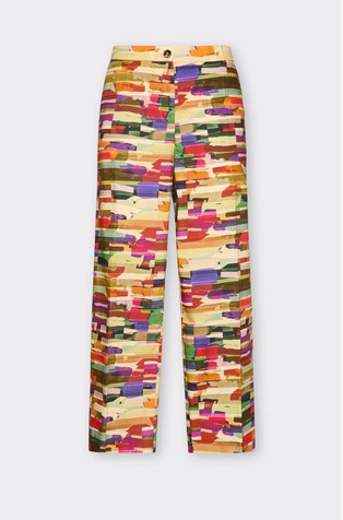 Regular printed poplin trousers