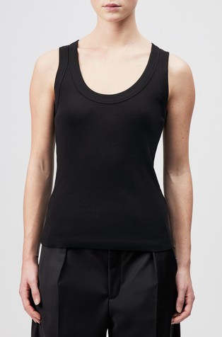 Rebrasta bombažna majica brez rokavov