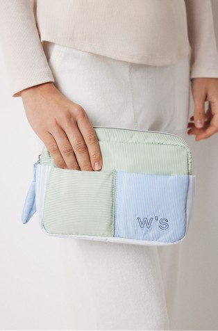 WOMEN'SECRET Medium nylon toiletry bag with striped print Green / Blue 6