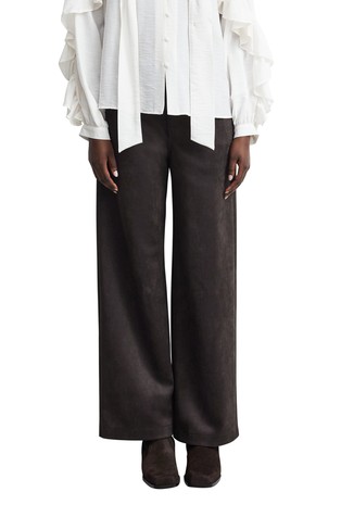 Faux suede wide-leg pants