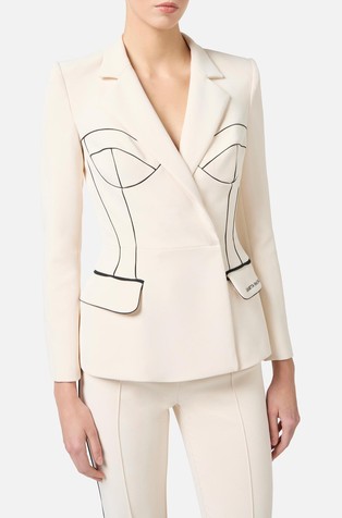 Jacket in crêpe fabric with contrasting details