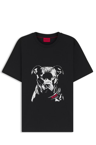 Cotton-jersey T-shirt with dog artwork