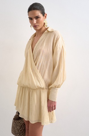 TSLAURA pleated  wrap mini dress