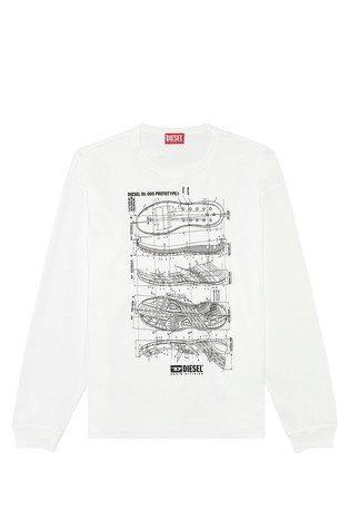 DIESEL Long-sleeve T-shirt with Prototype print White 4