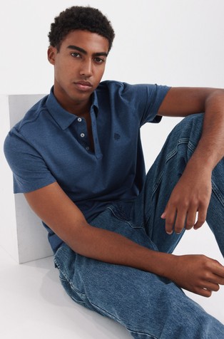 Slim fit polo majica z mikro črtastim vzorcem