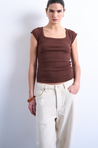 TSMETTE majica s kratkimi rokavi iz raztegljivega bombaža