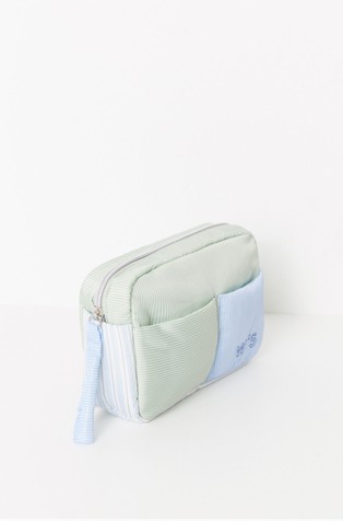 WOMEN'SECRET Medium nylon toiletry bag with striped print Green / Blue 3