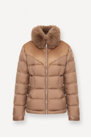 Down jacket in mixed fabrics