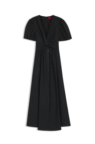 Maxi dress in cotton with twist front