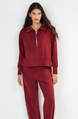 Half-zip sweatshirt in blend with viscose
