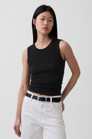 Ženska majica brez rokavov z luknjičastim vzorcem