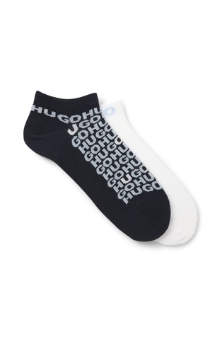 Two-pack of cotton-blend ankle socks with logos