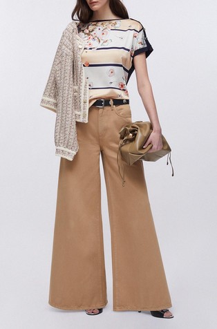 Zvončaste jeans hlače z visokim pasom