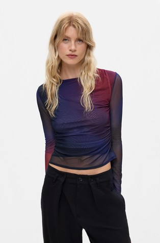 Long-sleeved tulle tee