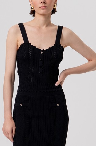 Slim fit pleten top z naramnicami