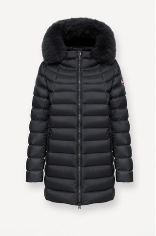 Water-repellent dong down jacket with fur