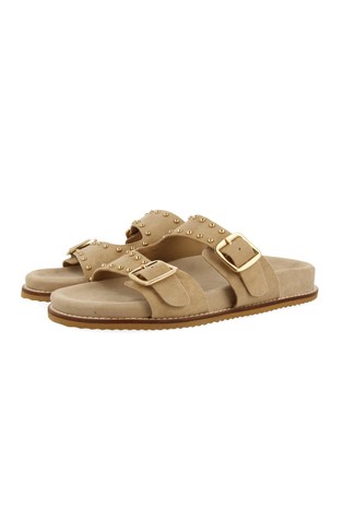 Suede slippers with struds