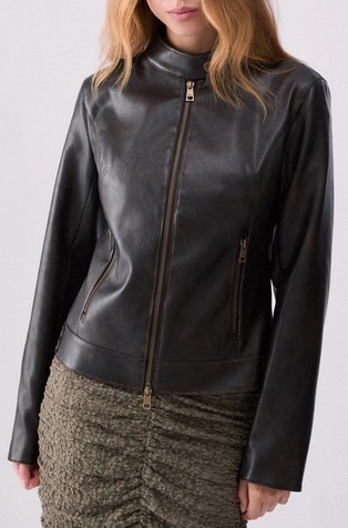 Coated fabric biker jacket