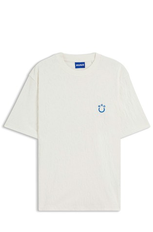 Cotton-towelling T-shirt with leopard jacquard