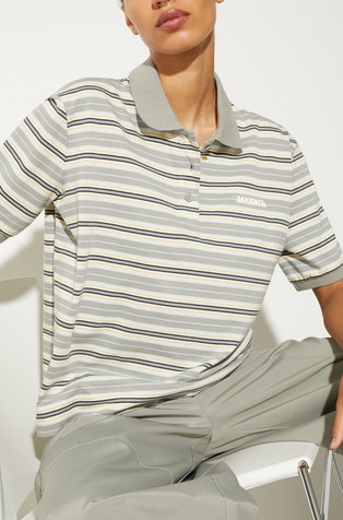 Striped cotton-jersey polo shirt