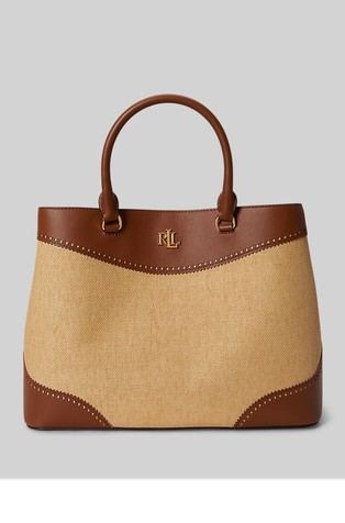 Marcy večja torba iz papirnate slame in usnja