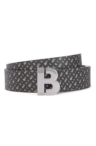 Monogram-print belt with 'B' buckle