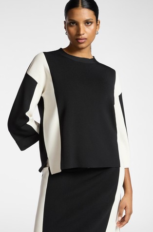 Viscose blend sweater in colour-block