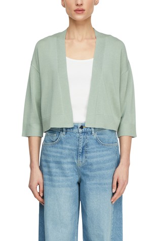 Shortened fine knit cardigan with 3/4 sleeves