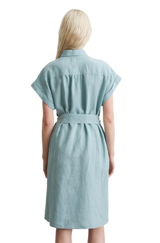 MARC O'POLO Relaxed fit lanena srajčna obleka s pasom Modra - Pure Teal 2