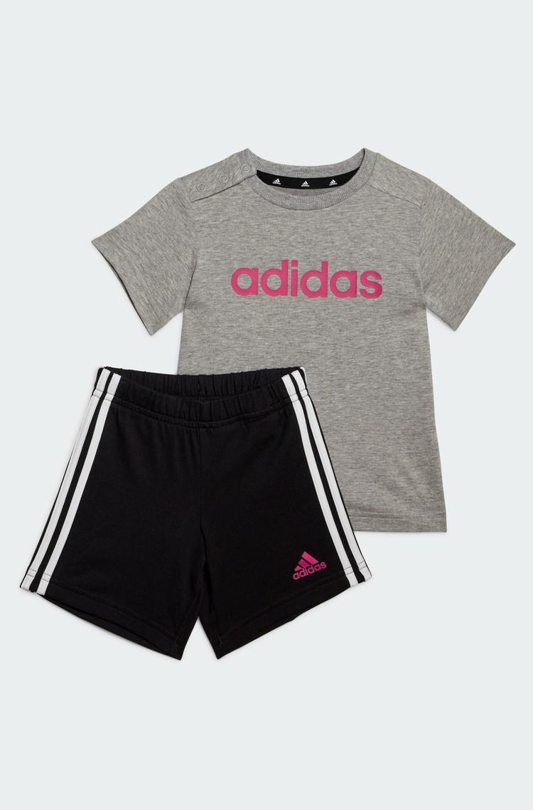 ADIDAS Essentials Lineage Organic Cotton Tee and Shorts Set Medium Grey Heather 
