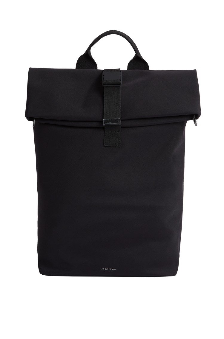 CALVIN KLEIN Roll Top Backpack in Nylon Black 