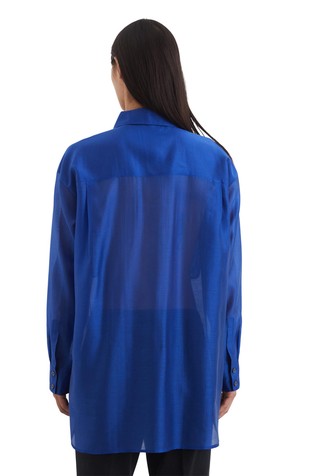 MARC O'POLO Oversized fit srajca iz liocelne mešanice Modra - Shiny Blue 2