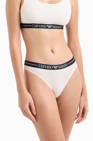 EMPORIO ARMANI Paket 2 brazilk iz organskega bombaža z logo pasom Bela - White 3