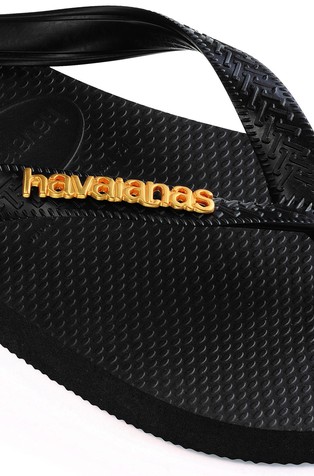 HAVAIANAS Slim Logo japonke Črna - Black / Black 5