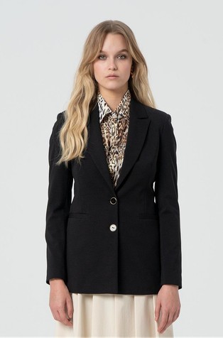 Long blazer jacket regular fit single breasted