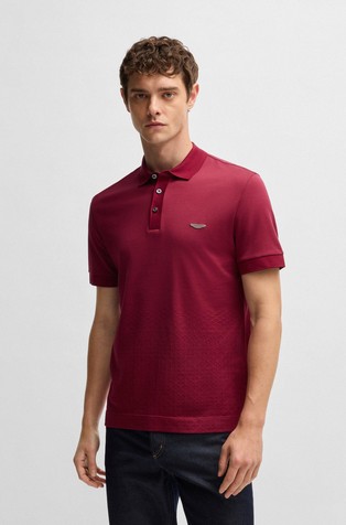 BOSS x Aston Martin polo majica s kratkimi rokavi iz bombaža in svile