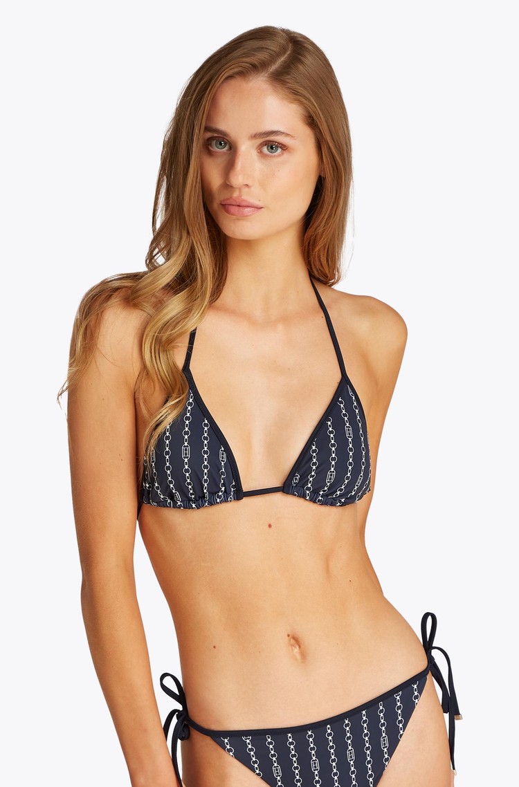 TOMMY HILFIGER TH Essential vzorčast bikini zgornji del kopalk Modra - Dark Blue 