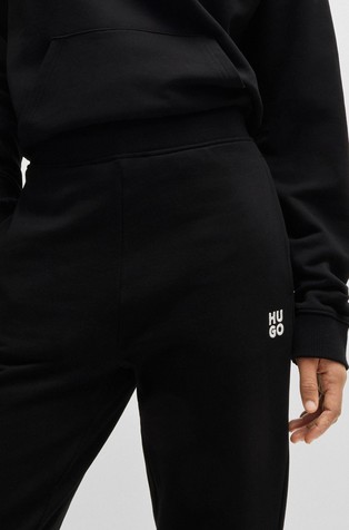 HUGO BOSS Bombažna trenirka z zloženim logotipom Črna - Black 4