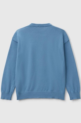BENETTON Sweater in pure cotton with logo Blue 2