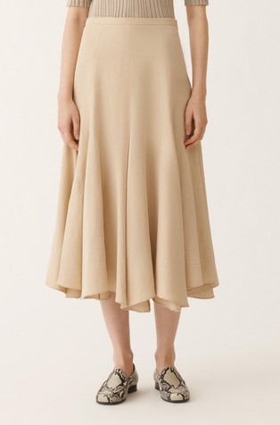 Flared skirt in viscose and linen