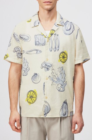 Srajca s kratkimi rokavi iz mešanice lana in bombaža