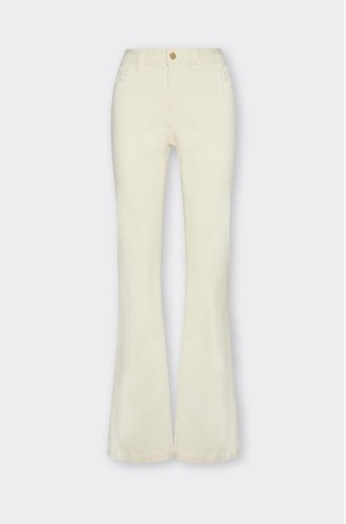 Hlače iz raztegljive bombažne mešanice z zvončastimi hlačnicami