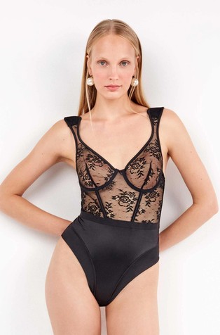 Lace body with satin details