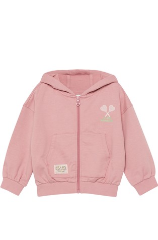 Oversized hooded sweat jacket with front and back print